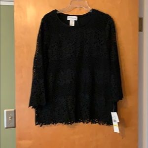 3/4 length black lace shirt